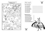 English Worksheet: Coloring,  counting and activities - minibeasts