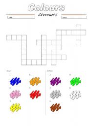 English Worksheet: colours crossword