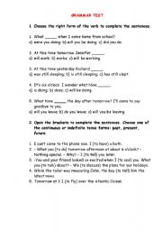 English Worksheet: Test (different tenses)