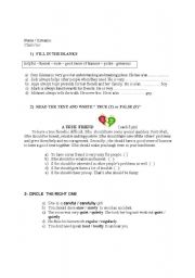 English worksheet: quiz