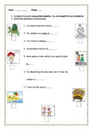 English worksheet: adverbs