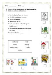 English Worksheet: adverbs