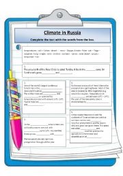English Worksheet: Climate in Russia