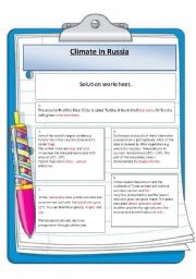 English worksheet: Climate in Russia 