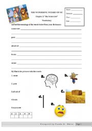 English worksheet: The Wizard of Oz Chapter 2- Vocabulary