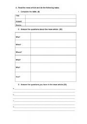 English Worksheet: News