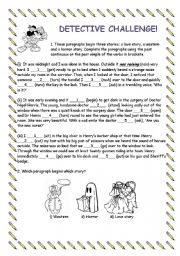 English Worksheet: DETECTIVE CHALLENGE!