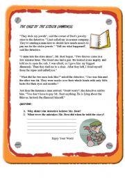 English Worksheet: The case of the stolen diamonds-a detective story