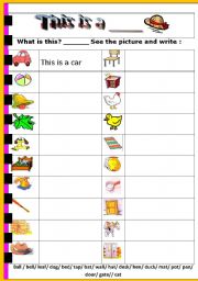 English Worksheet:  What is this?  Practice ws