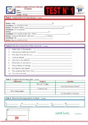 English Worksheet: the verb to be TEST