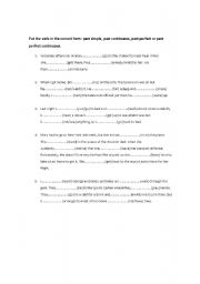 English Worksheet: PAST TENSES Exercise (/w KEY)