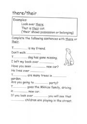 English worksheet: Grammar:There/their