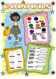 English Worksheet: COLOURS PICTIONARY FOR LITTLE KIDS/ FULLY EDITABLE