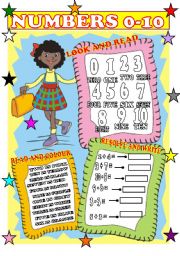 English Worksheet: NUMBERS 0-10 PICTIONARY FOR LITTLE KIDS/ FULLY EDITABLE
