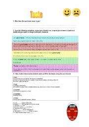English Worksheet: Taste