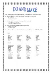 English Worksheet: DO AND MAKE