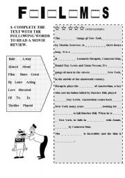English Worksheet: FILMS - A REVIEW TO COMPLETE + KEY