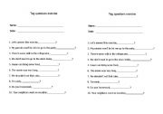 English worksheet: Tag questions exercise