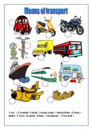 English Worksheet: Means of transport