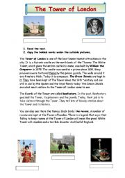 English Worksheet: The Tower of London 2 pages