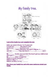 English Worksheet: My family tree