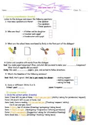 English Worksheet: mid term test n3