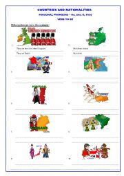 English Worksheet: Countries and Nationalities (1 of 2)