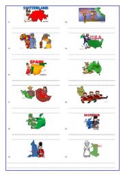 English Worksheet: Countries and nationalities (2 of 2)