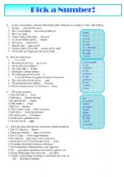 English Worksheet: Numbers in phrases