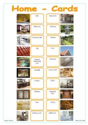 English Worksheet: Home - Cards