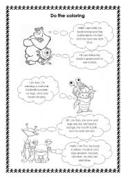 English Worksheet: MoNsTeRs - body parts coloring