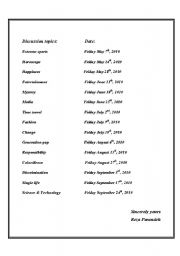 English Worksheet: topics
