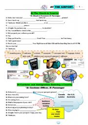 English Worksheet: At The Airport - Check-in AND Immigration & Customs Control activities