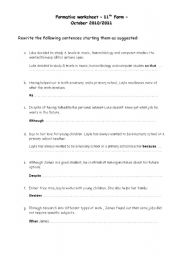 English Worksheet: Conjunctions