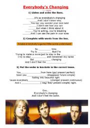 English Worksheet: Everybodys Changing by KEANE