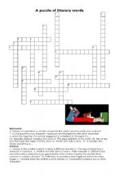 English Worksheet:  LITERARY TERMS  crossword