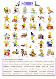 English Worksheet: THE SIMPSONS HOBBIES