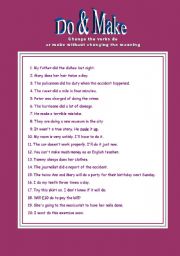 English Worksheet: DO & MAKE