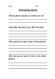 English Worksheet: Contrasting  Photos 1