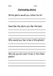 English worksheet: Contrasting  Photos 1