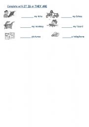 English worksheet: IT IS VS THEY ARE