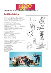 English Worksheet: Glee dont stop believing