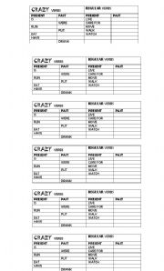 English Worksheet: Common Regular & Irregular Verbs