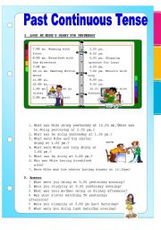 English Worksheet: PAST CONTINUOUS TENSE