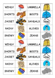 English Worksheet: Clothes- Domino Game