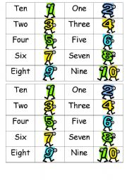 English Worksheet: Numbers 1-10_ Domino Game