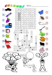 English Worksheet: Colours and Colors: 2 different versions, plus key.