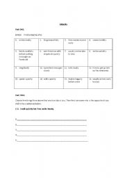 English worksheet: Describing Adverbs