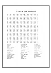 English Worksheet: PLACES OF THE CITY WORDSEARCH