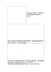 English Worksheet: Camping Story with Spots for Illustration